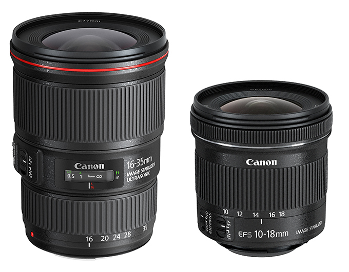 Canon EF 16-35mm f/4L IS USM og EF-S 10-18mm f/4.5-5.6 IS STM