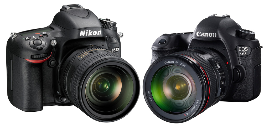 Nikon D610 og Canon EOS 6D er begge små og rimelige fullformatkameraer med imponerende bildekvalitet.